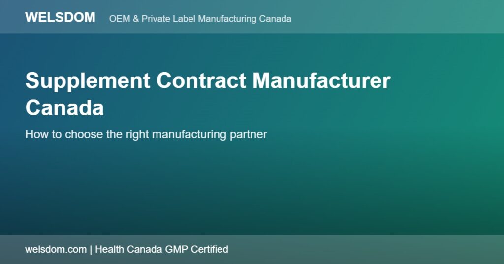 How to Choose a Supplement Contract Manufacturer in Canada 1 Supplement contract manufacturer Canada Health Canada GMP certified - Welsdom